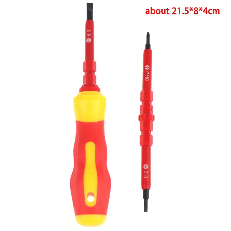 Insulated Electrician Screwdriver Set With Nonslip Handle Interchangeable Bits For Home Electrical Repair Daily Maintenance Work