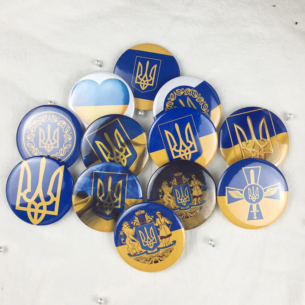 Ukraine Ukrainian Map Flag Symbol Round 12 Styles Clothes Pins