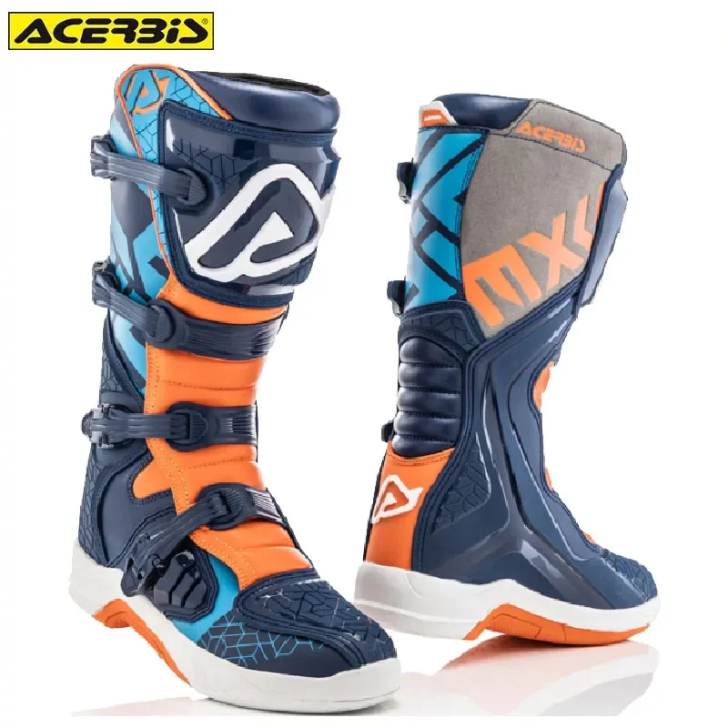 Italy ACERBIS Motorcycle Botas Professional Track Riding Boots Cowhide Waterproof Racing Anti-Collision Off-Road For Rally Race