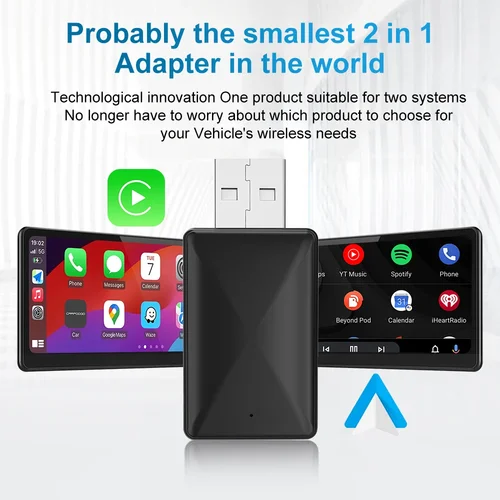 Imagen 1 del producto Adaptador inalámbrico Carplay Android para coche, herramientas de sistemas inteligentes, accesorios para coches, adaptador inalámbrico Carplay con cable