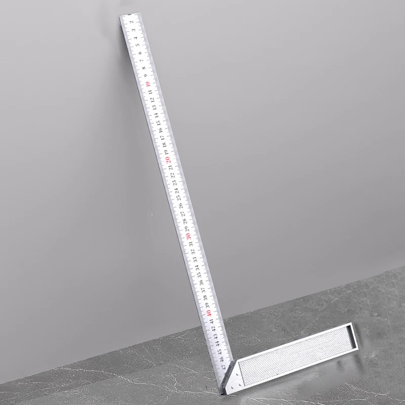 مسطرة زاوية النجارة من الفولاذ المقاوم للصدأ على شكل حرف L مسطرة مسح هندسية مساطر رسم الخرائط مساطر تحديد المواقع متعددة الوظائف #1