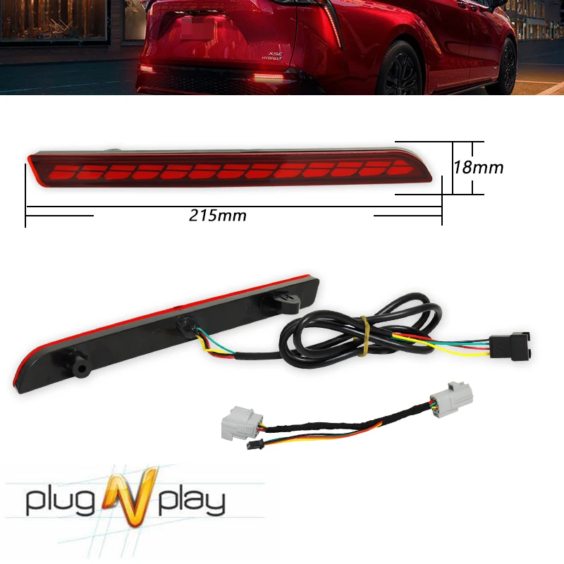 iJDM Bumper Reflector Lights For 2021-2024 Toyota Sienna,Function as Tail (Rear Fog Lamps),Strobe Brake & Blink Turn Signal Ligh - view 5
