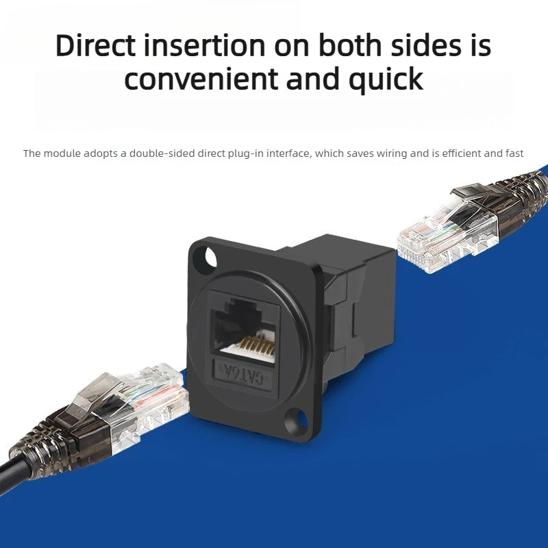 D-Type Six-Category Network Straight-Through CAT6A Network Cable Module for Data Signal Connection to jack Panel