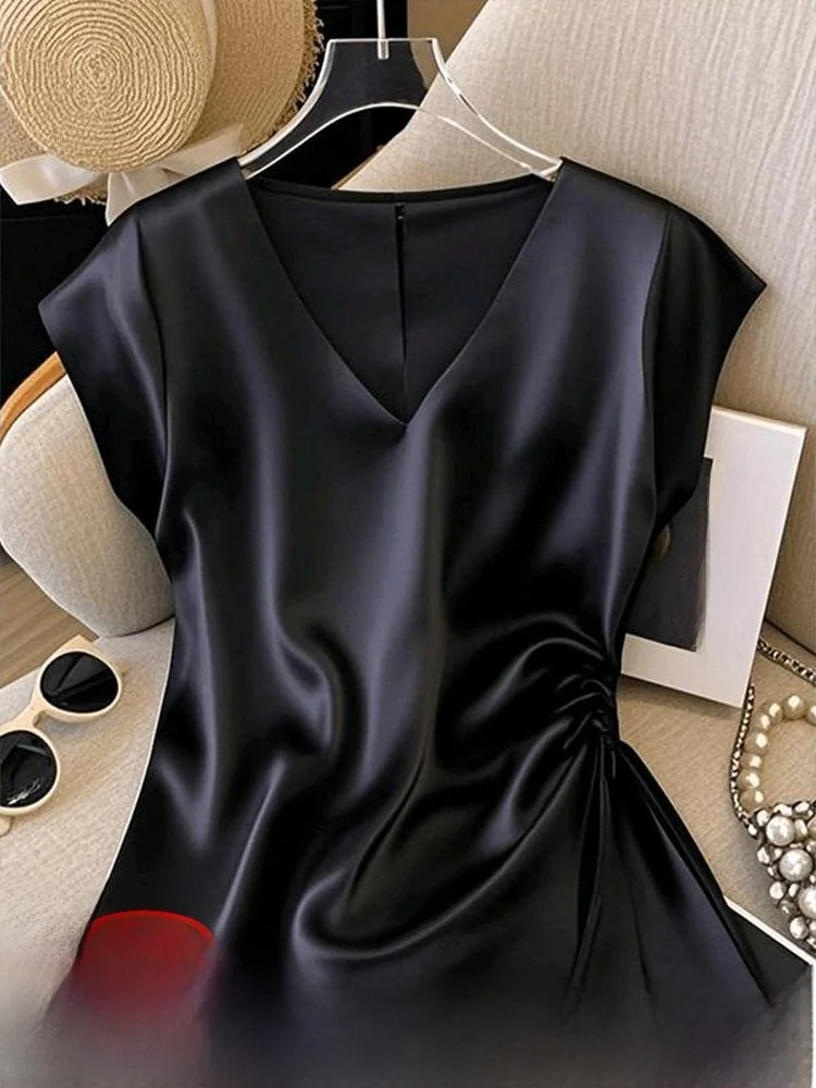 シルクベースレイヤー レディース トップス ゆったりお腹カバー 夏 ハイエンド オルト スヴェ T-irt エレ レディ 通勤 スレ カラー