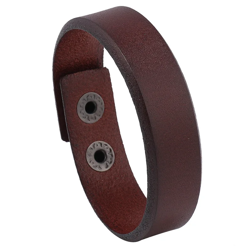 

Simple Fashion Jewelry Smooth Genuine Leather Men's Bracelet Punk Style Solid Color Bangles Vintage Male Hand Accessories