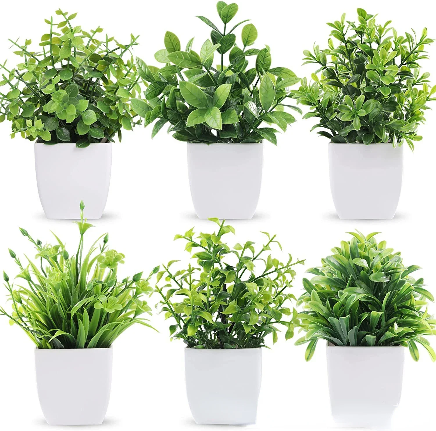 Künstliche Bonsai-grüne gefälschte Pflanze, Eukalyptus-Blume, Topfpflanze für drinnen und draußen, Zuhause, Schlafzimmer, Garten, Dekorationszubehör – Detail 1