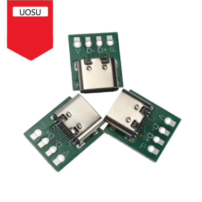 1Pcs USB 3.1 Type-C 16-Pin Test Breakout Board 2.54mm Pitch for Arduino Raspberry Pi ESP32 Diagnosis Data Cable Prototyping DIY