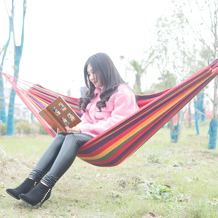 198*80Anti-rollover canvas hammock camping outdoor hammock image 3