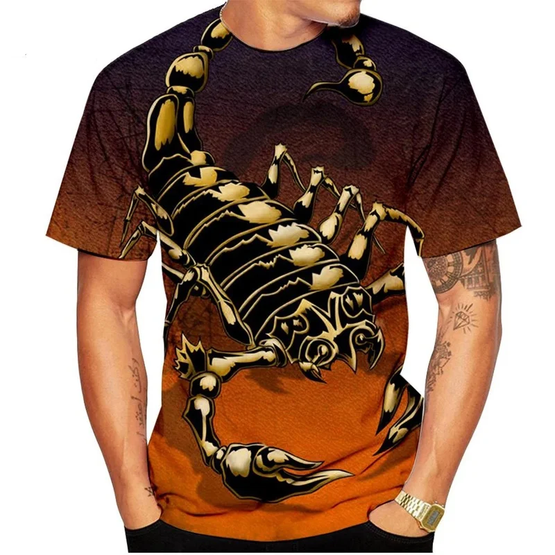 1 Piece Custom Your Picture New Fashion Scorpion 3D Printing T-Shirt Men Women Summer Casual Short Sleeve Round Neck Animal Shir