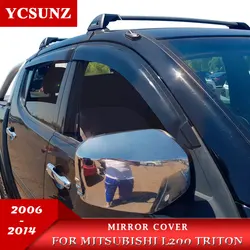 ABS Mirror Cover For Mitsubishi L200 Triton MN 2006 2007 2008 2009 2010 2011 2012 2013 2014 Double Cab Chrome Black Carbon Fiber