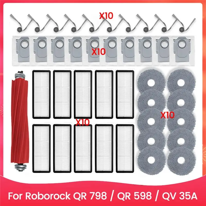 

Комплект пополнения FZFZ Essential для Roborock QR 798/QV 598/QV 35A: основной ролик, боковые щетки, фильтры, тряпки для швабры и пыли