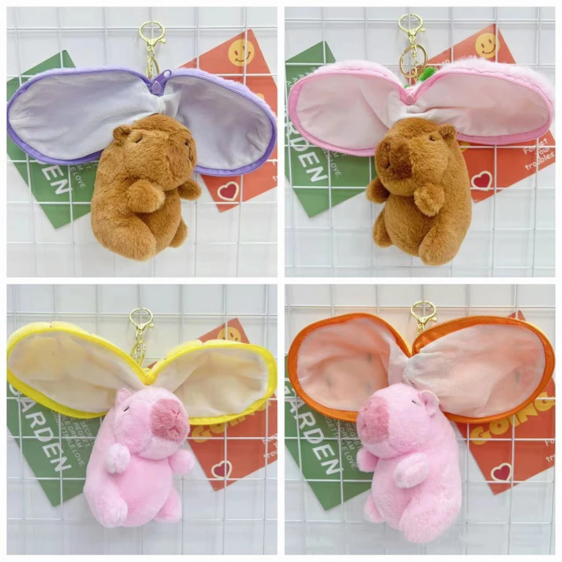 Cute Cartoon Plush Toy Fruit Filling Capybara Key Chain Pendant Plush Doll Keychain Backpack Pendant Accessories Gifts For Kids