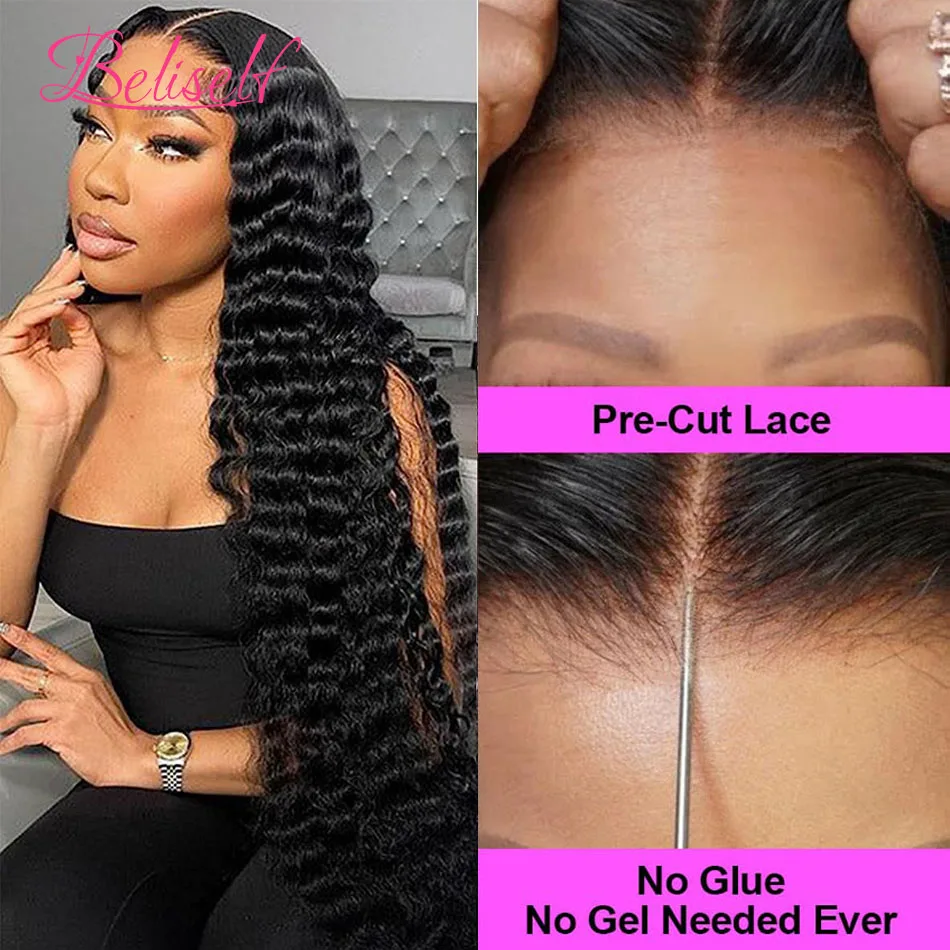 Glueless Wig Human Hair Ready to Wear Loose Deep Wave 5x5 HD Lace Closure Wig Glueless Human Hair Wigs Beliself Hair