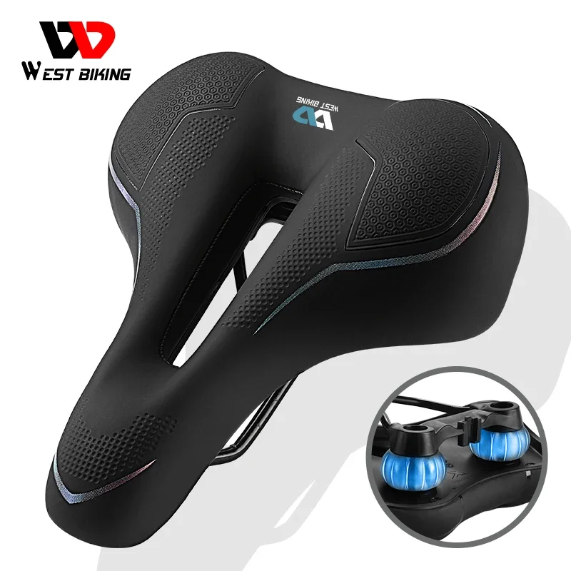 

WEST BIKING-Thicken Bicycle Saddle, Comfortable, Shockproof, Cycling Seat, Hollow, Non-slip, Soft Cushion, Travel, MTB, Road Bik