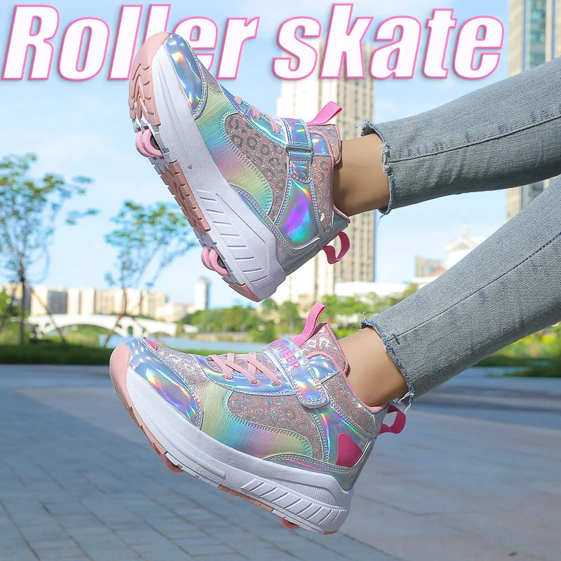 

Children's High top roller skates girls outdoor 4 wheel shoes high quality wear-resistant sports shoes gift for kids