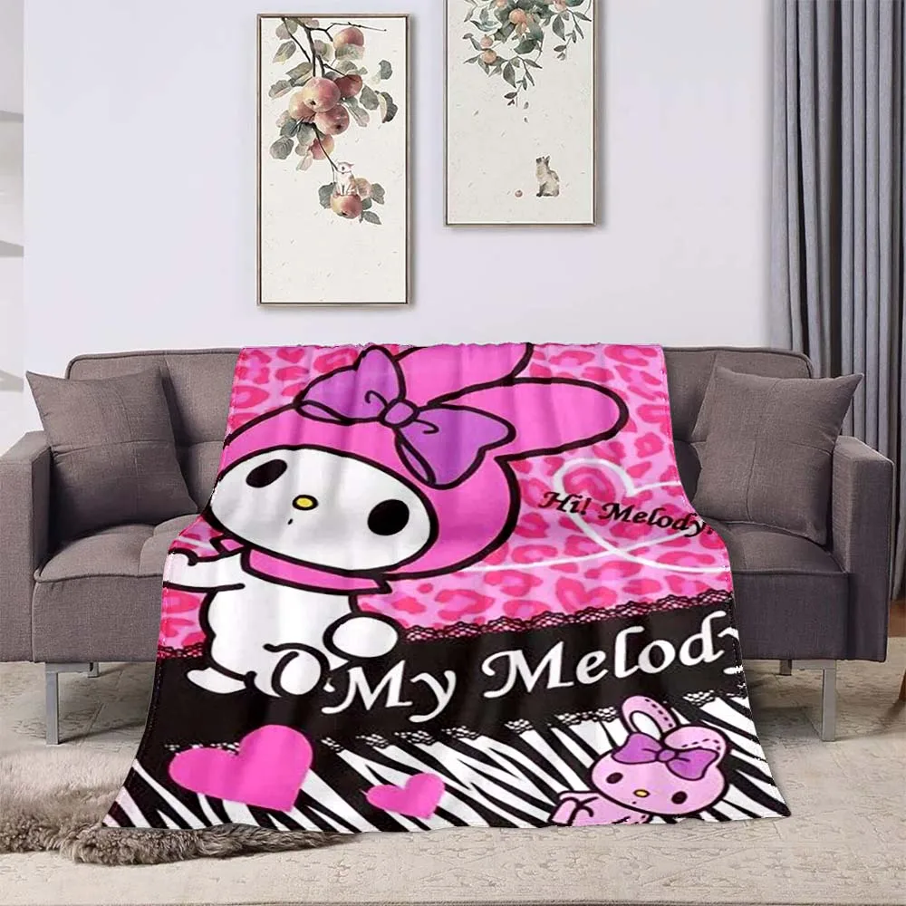 Cartoon Cute Pink My Melody Blanket Soft and Comfortable Children's Lunch Blanket Kuromi Flange Blanket