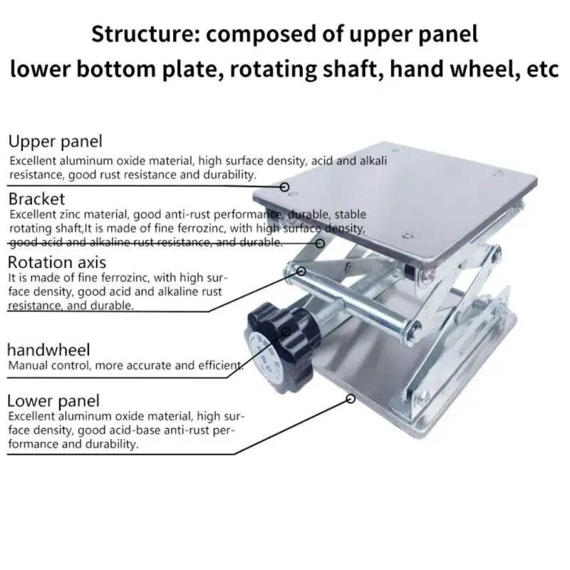 Laboratory Lifting Platform Lifting Tools Stable Structure Router Lifting Table Durable And Sturdy Stainless Steel 100x100x150mm