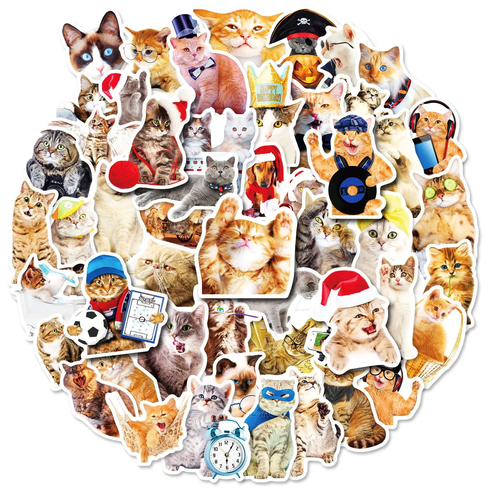 50pcs/bag Cartoon Vintage Fashionable Middle Finger Disdains White Cats Sticker Diary Suitcase Scrapbook Laptop Bike Kids Gift