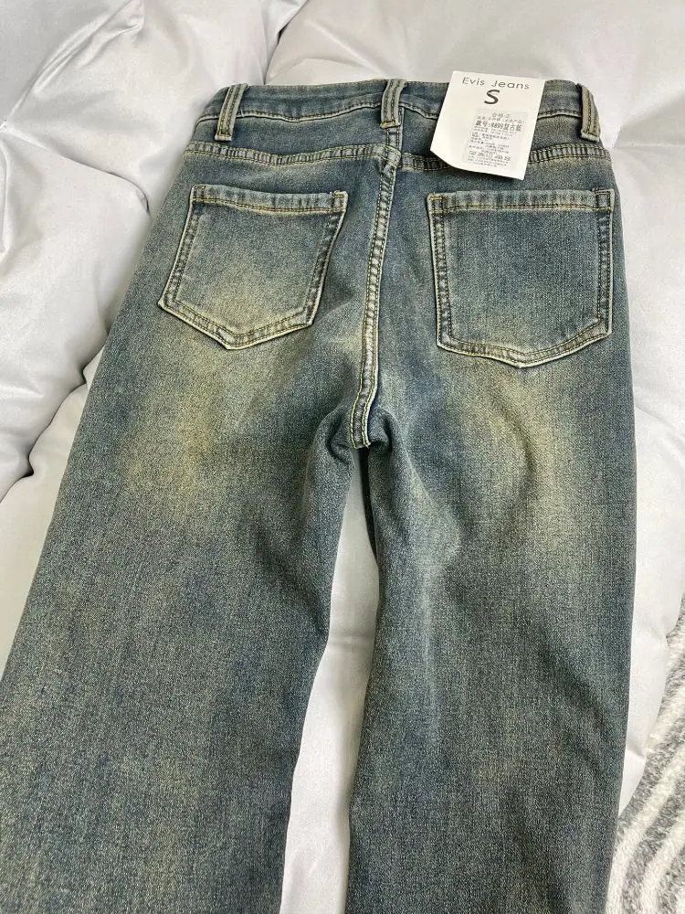 دافئ صوف مبطن خمر الجينز الأزرق النساء الشتاء عالية الخصر سليم صالح Bootcut السراويل بسيطة الخريف الدافئة مريحة الدنيم #3