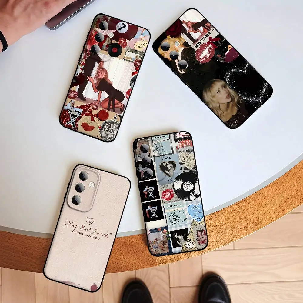 Capa de Telefone S-Sabrina C-Carpenter Mans Best Friend para Samsung S24, S25, S22, S30, Note20, Lite, Ultra, 5G, Plus, FE - Capa Preta