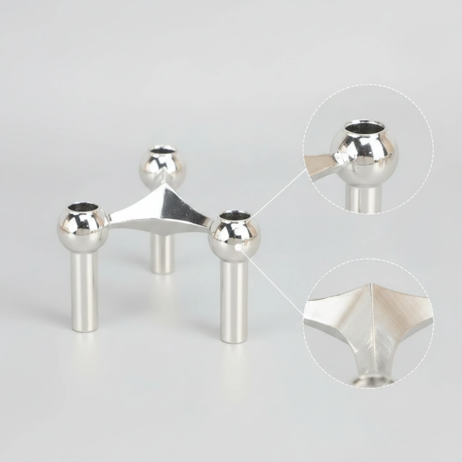 Triangular Candle Holder Polished Candle Holder with Three Cups 3-Arm Candelabra Modern Elegant for Dining Table, Dinner Parties