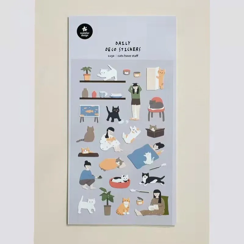 Korean Import Original Suatelier Cat Owner Paper Stickers Scrapbooking Diy Journal Stationery Sticker Deco Art Supply