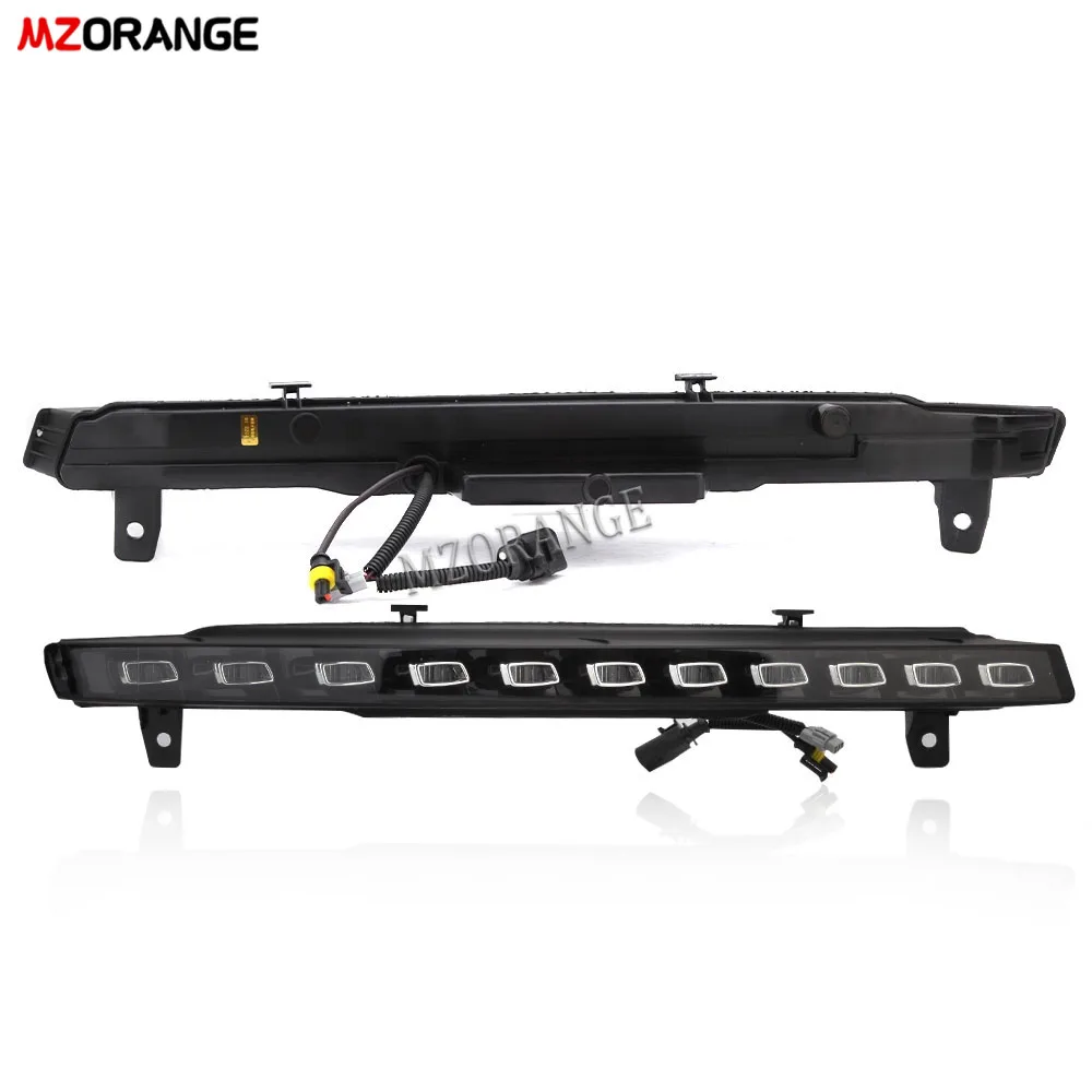 2PCS LED Daytime Running Light For Audi Q7 2010 -2015 Dynamic Yellow Turn Signal Function Car DRL Waterproof 12V Fog Lamp Bulb