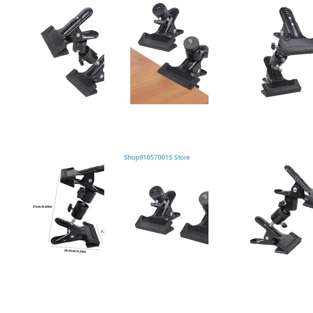 B95C Double Head Super Clamp 360 Degree Rotating Ball Head Reverse Mount Photography Accessory For Studio Lights Monitors