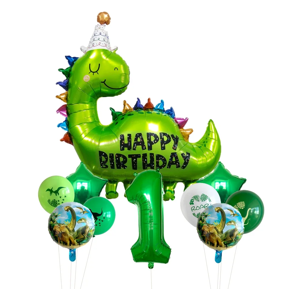 10 Stück Dinosaurier 32 Zoll Nummer 1-9 Stern-Folienballons Alles Gute zum Geburtstag Jurassic-Thema Ballon Geburtstagsparty-Dekoration