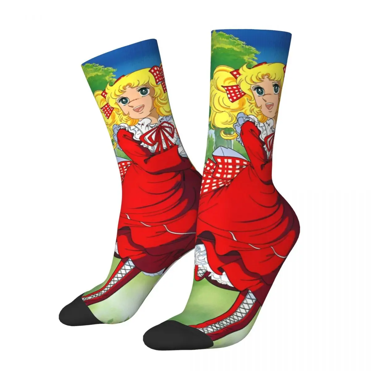 Desenhos animados Anime Soccer Socks para homens e mulheres, Candy Candy, Kawaii, Poliéster Crew Socks, Sweat Absorbing, Casual, Japão