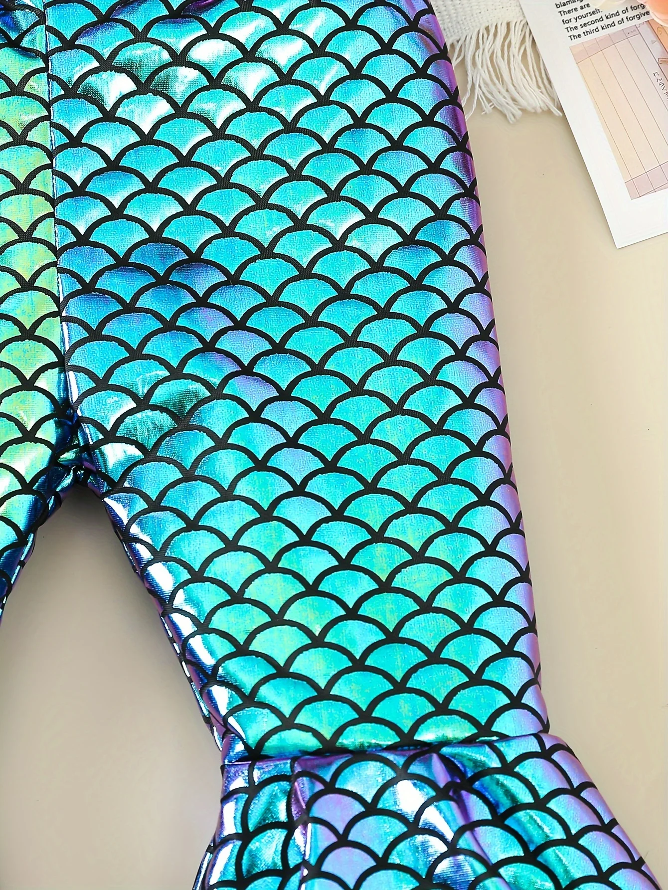 Herbst Frühling Baby Mädchen Hosen Nette Meerjungfrau Fisch Skala Druck Mode Ausgestelltes Hosen Leder Hosen Baby Kleidung – Detail 5