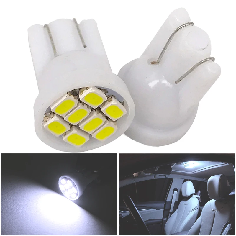 10/30/50 PCS Mini T10 W5W LED Bulbs Car Interior Dome Door Courtesy Dash Trunk License Plate Lights 12V 7000K White 1210-8SMD