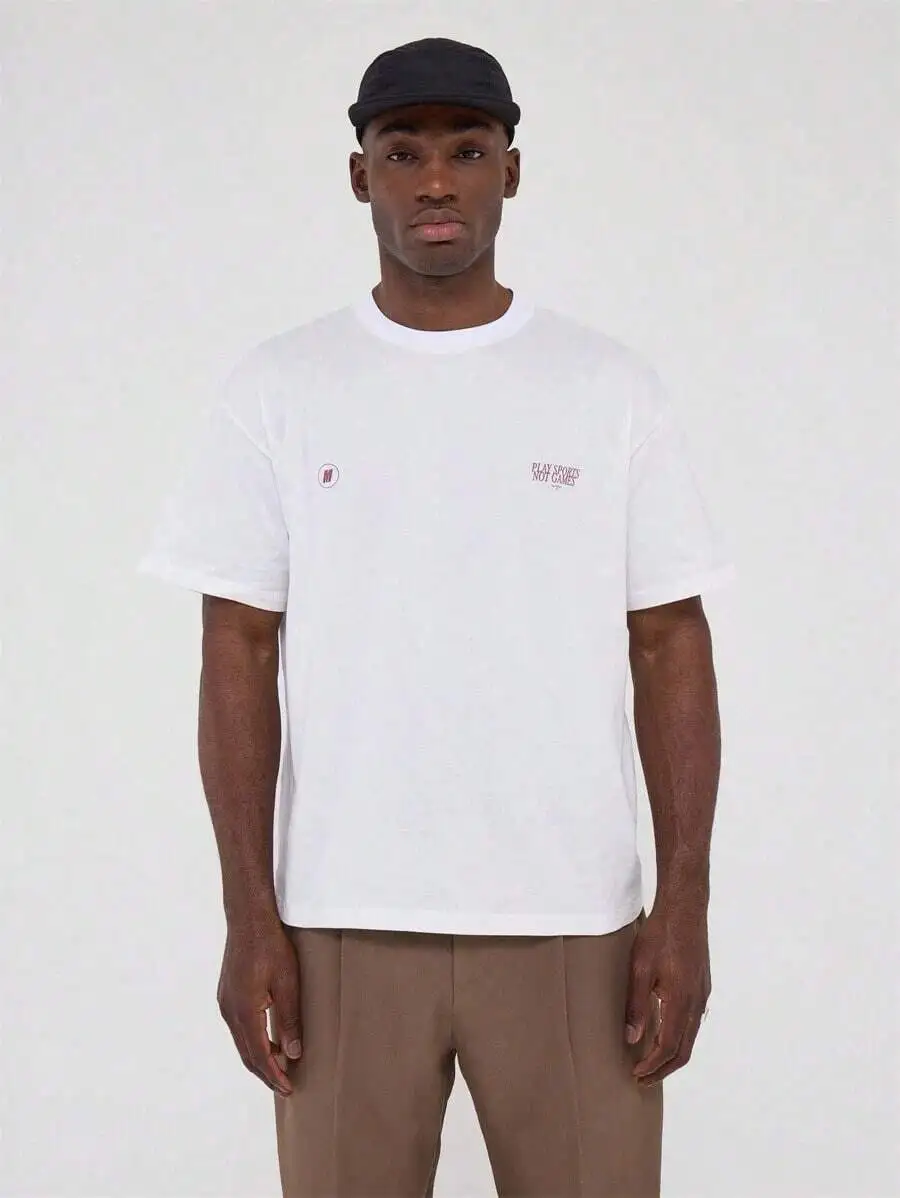 

Crew Neck Short Sleeve Cotton T-Shirt With Graphic Print Play Sports Not Games