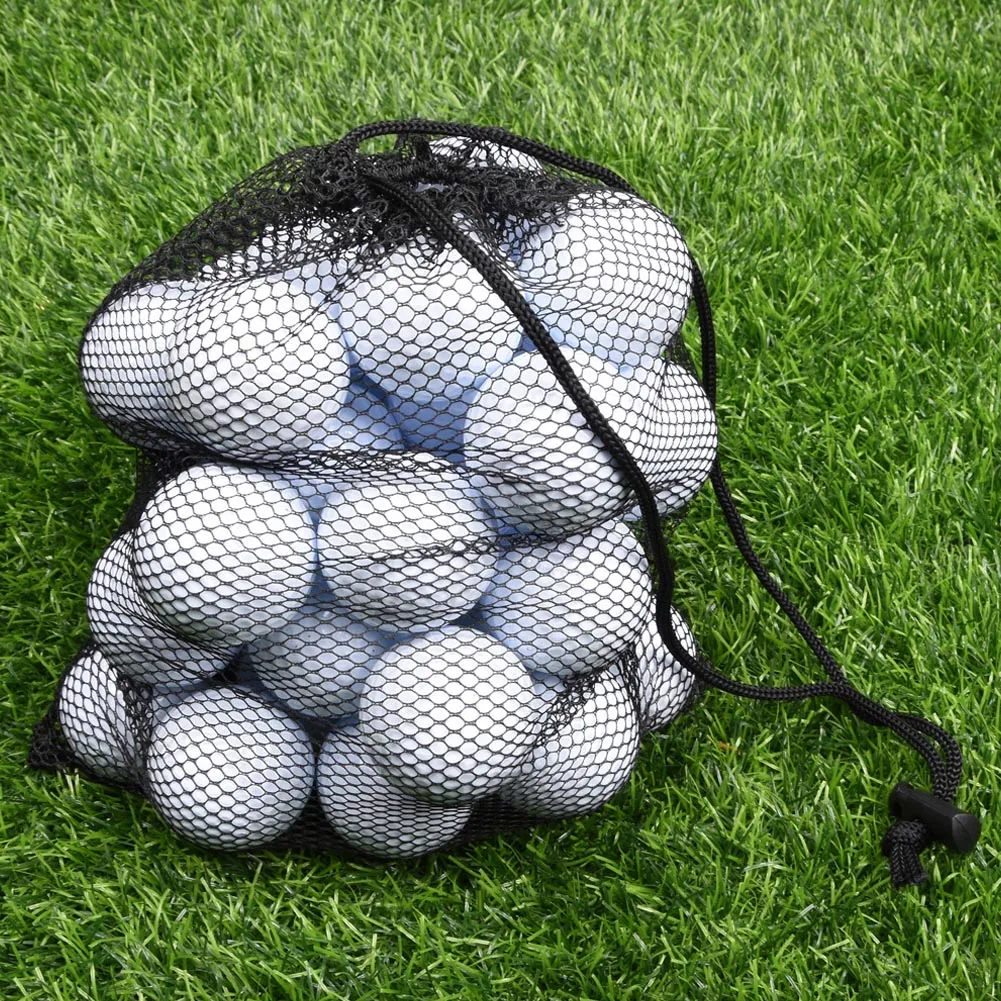 Nylon Golf Ball Carrying Bag Lightweight Mesh Construction Quick Pull Cord Sizes 15x20cm/20x25cm/20x30cm/25x30cm