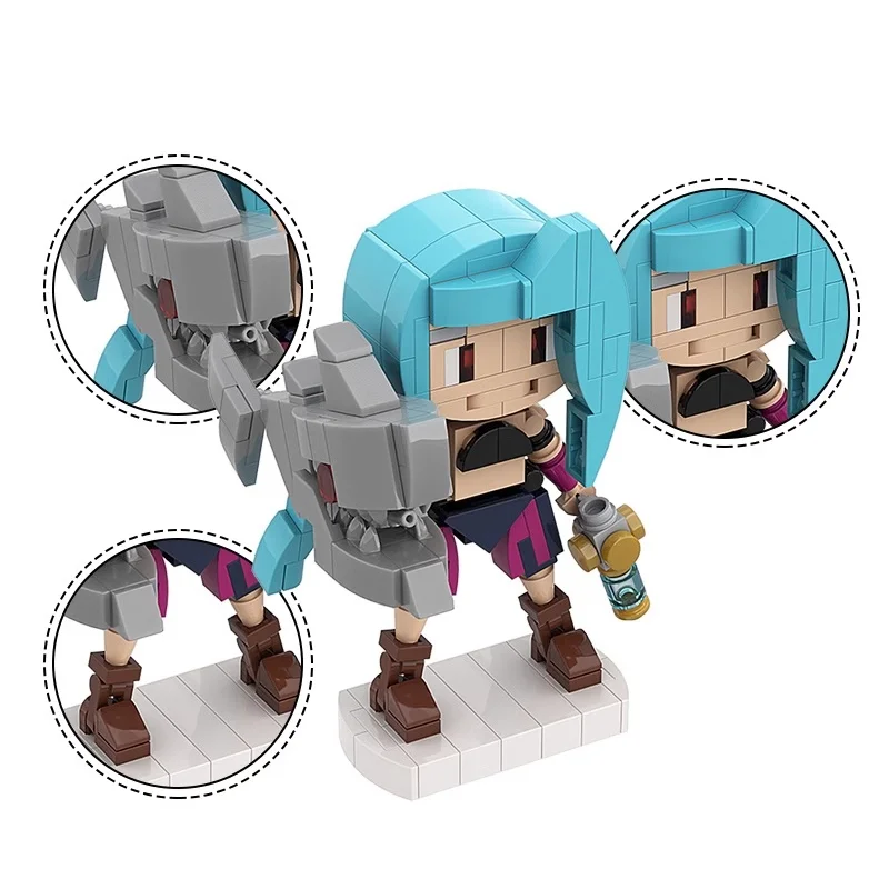 Arcane Jinx Vi 미니 Brickheadz Moc 오리지널 디자인 블록 게임 애니메이션 주변 작은 입자 블록 입상 장식 장난감 선물