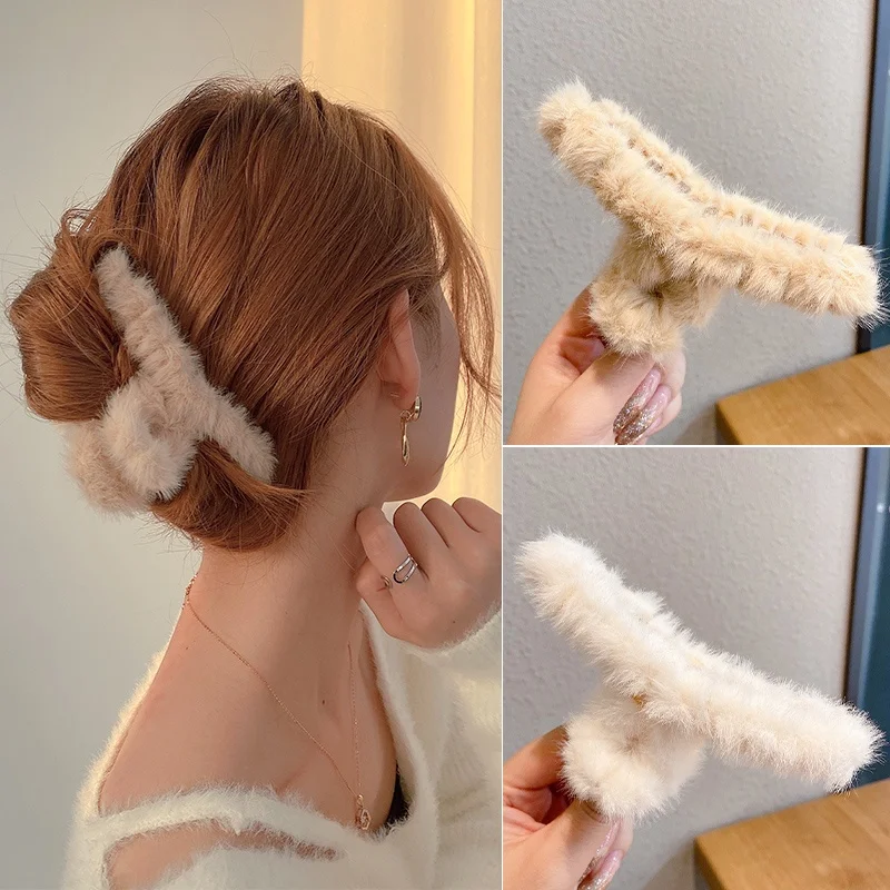 女性用アクリルヘアクリップ,カニのぬいぐるみ,人工毛皮,サメの頭飾り,エレガントなファッション