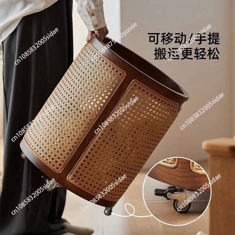 Household rattan round dirty clothes basket, felt toys, dirty clothes, bedroom sundries storage basket with lid storage basket