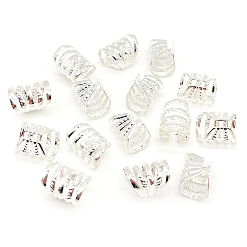 10pcs/bag Gold Silver Metal Tube Hair Ring Dreadlock Beads for Braids Hair Beads for Dreadlocks Adjustable Hair Braid Cuff Clips