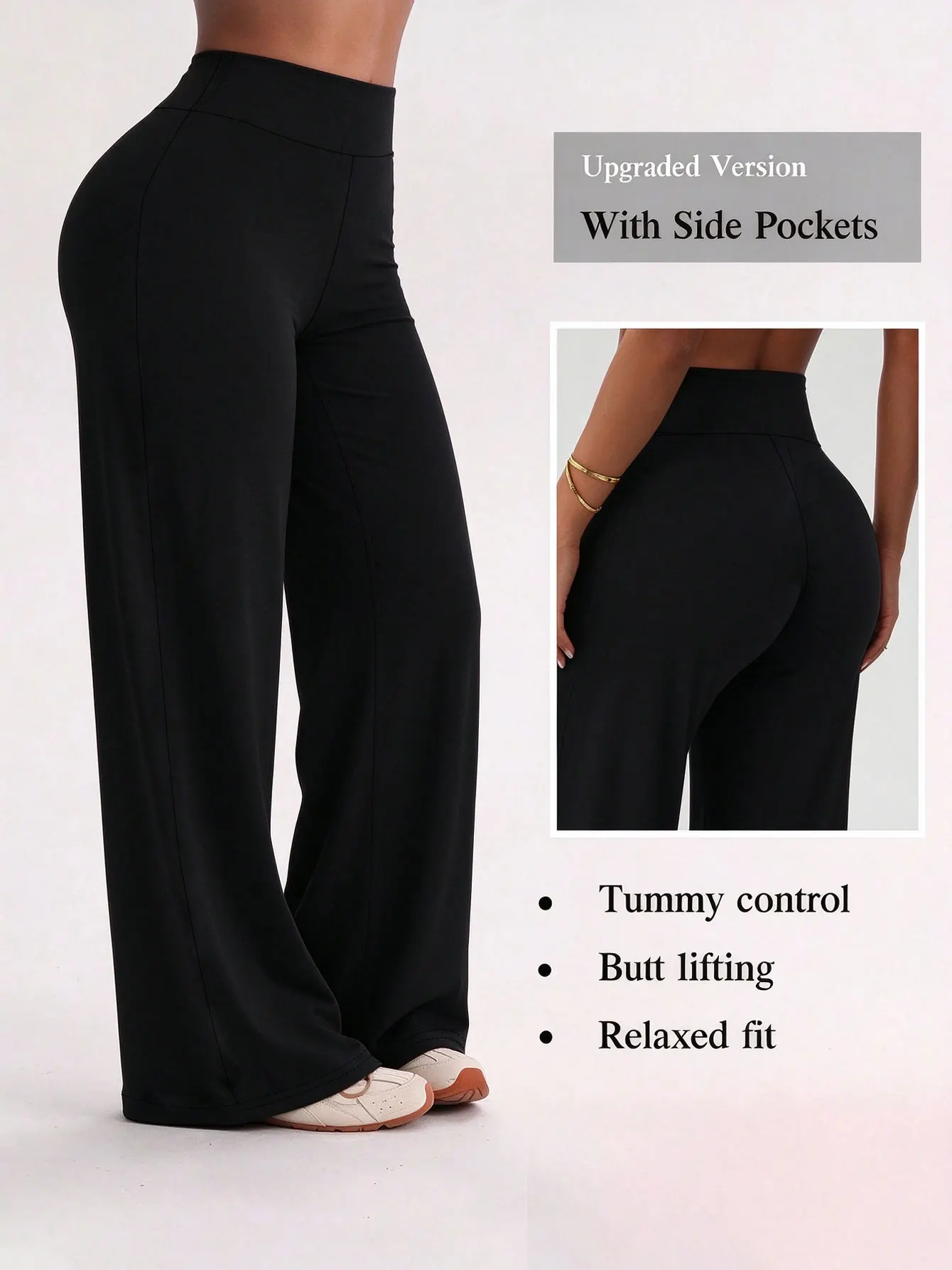 High Waist Wide Leg Pants For Outdoor Exercise, Comfortable Sports Casual Leggings, High Elastic Flare Pants For Commuting & Yog