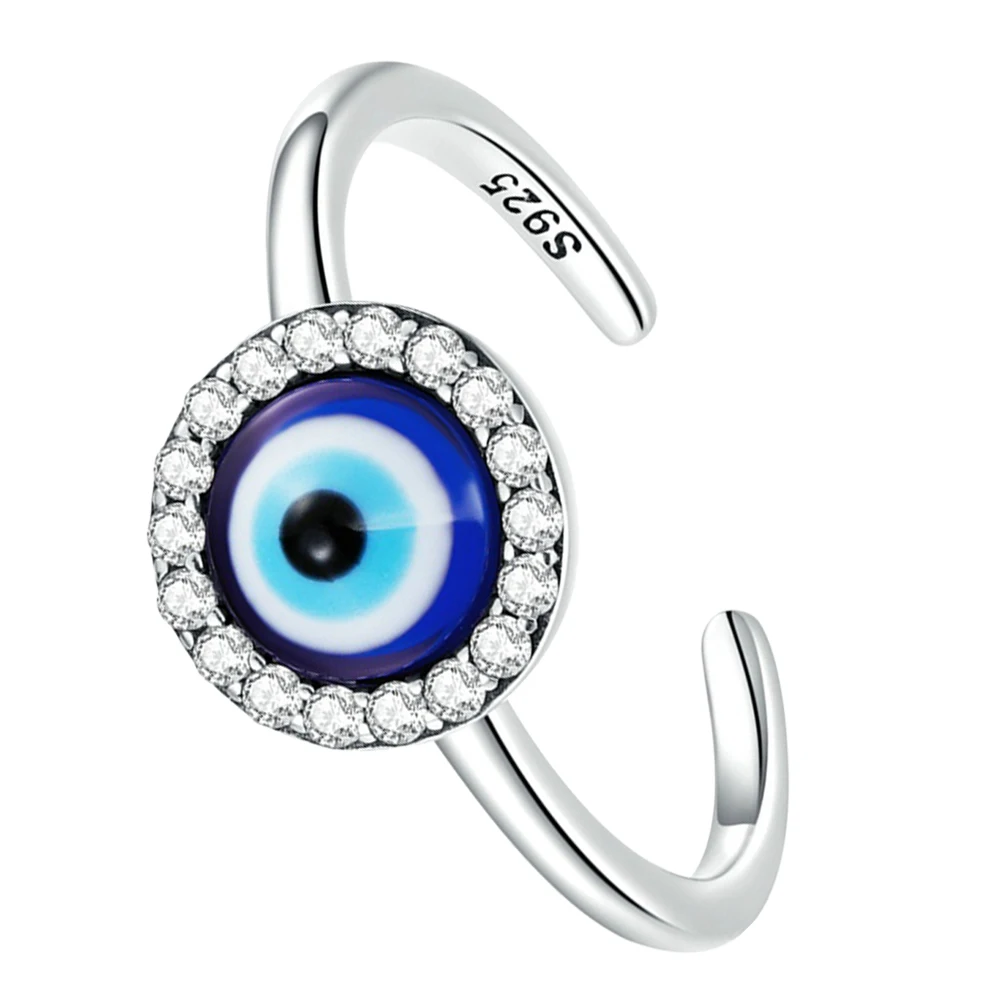 

Evil Eye Ring for Women S925 Sterling Silver Open Band Zircon Jewelry Fashion Cool Durable Sturdy Demon Eye Rings