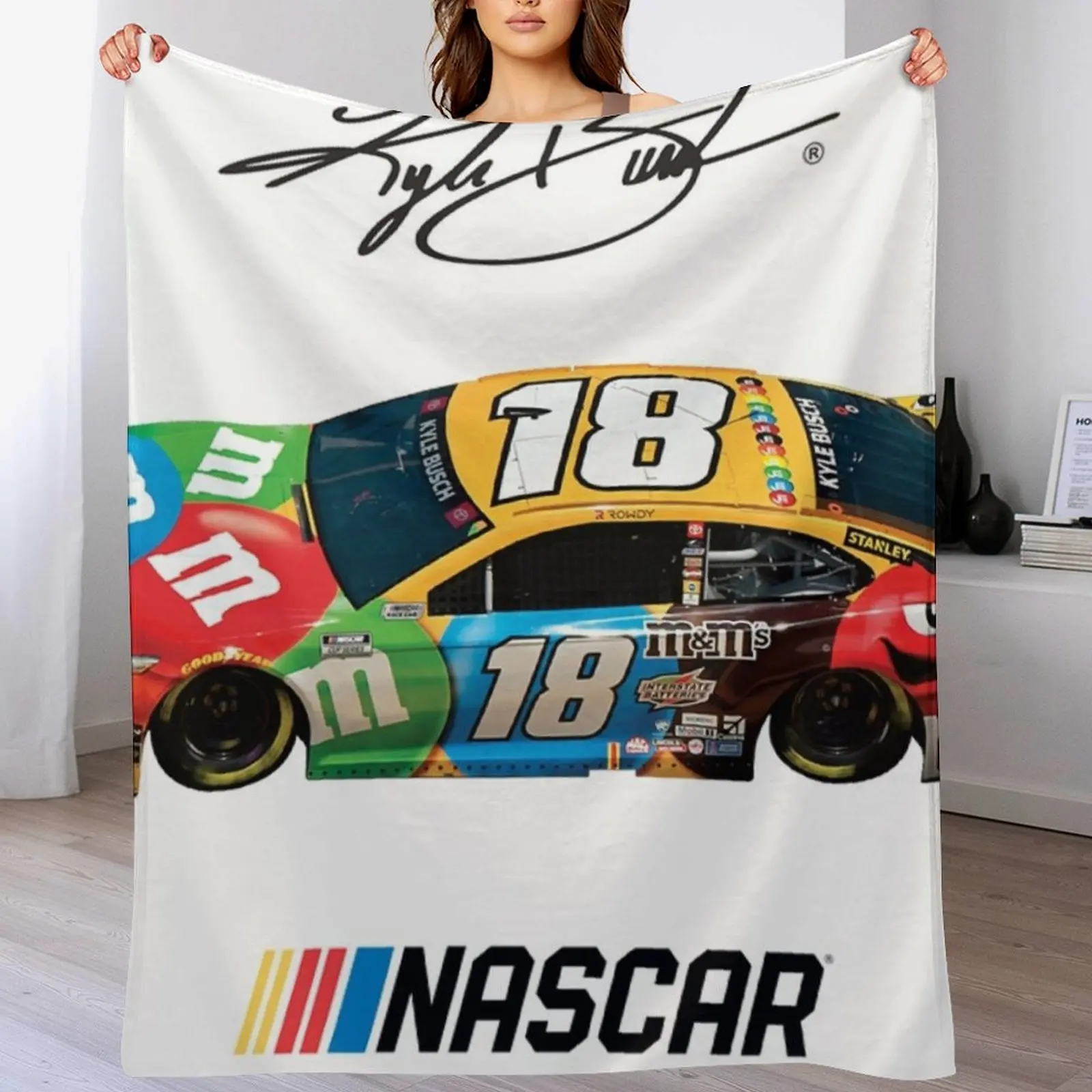 

kyle busch racing Throw Blanket Thermals For Travel Bed Personalized Gift warm for winter Blankets