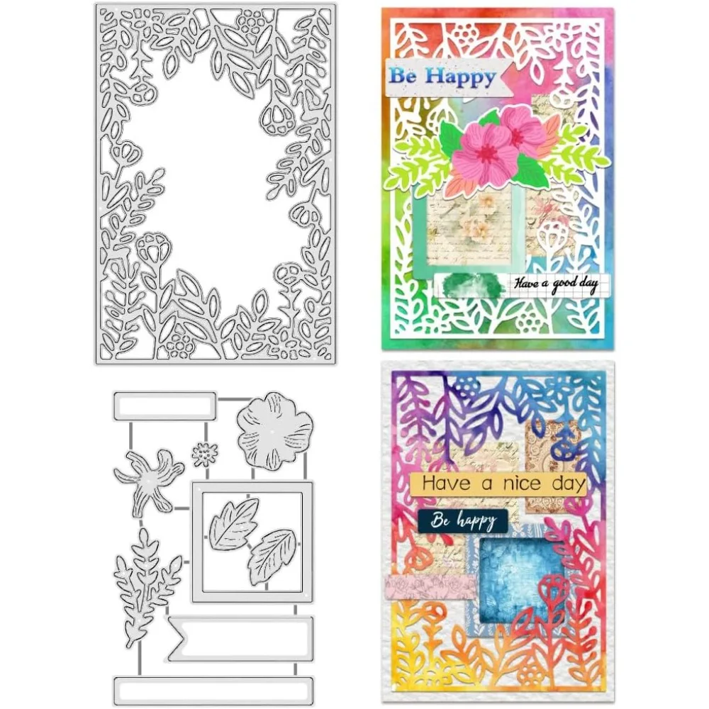Blumenmuster Kohlenstoffstahl-Stanzformen Schablonen für DIY Scrapbooking Fotoalbum Dekorative Prägung Papierkarten Edelstahl Farbig