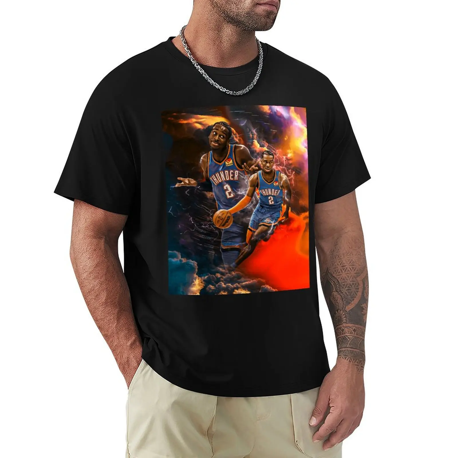 

Shai Gilgeous-Alexander 2 Basketball T-Shirt Large Size Loose Casual Tee