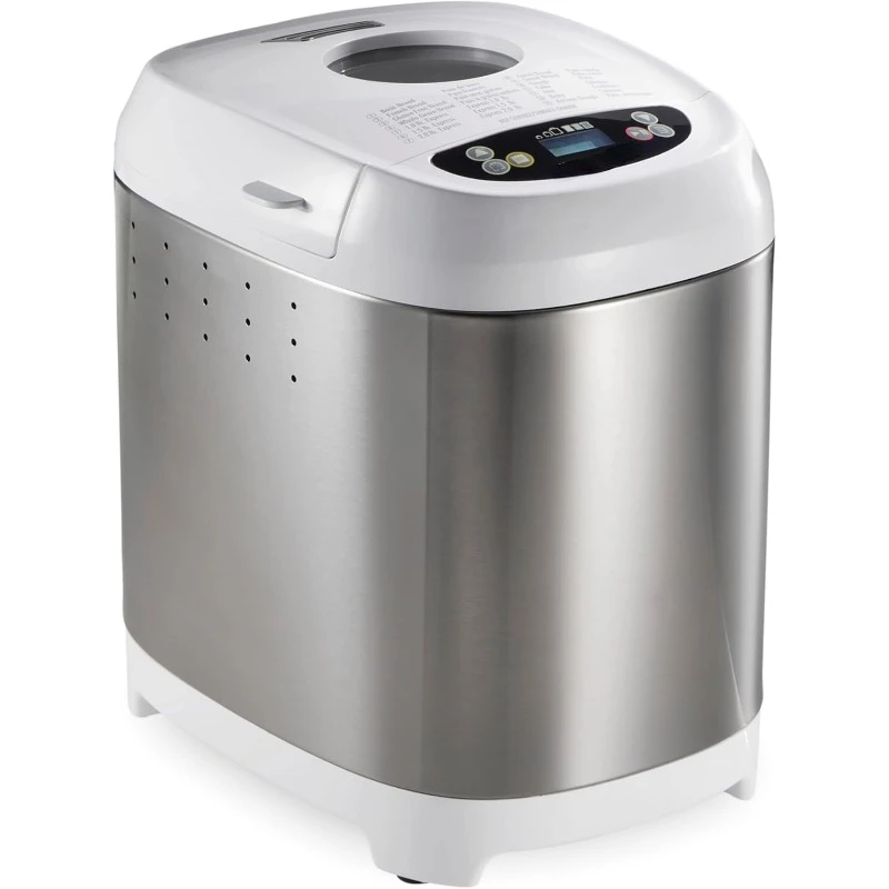 Digital Electric Bread Maker Machine Artisan and Gluten-Free, 2 lbs Capacity, 14 Settings, White and Stainless Steel (29987)