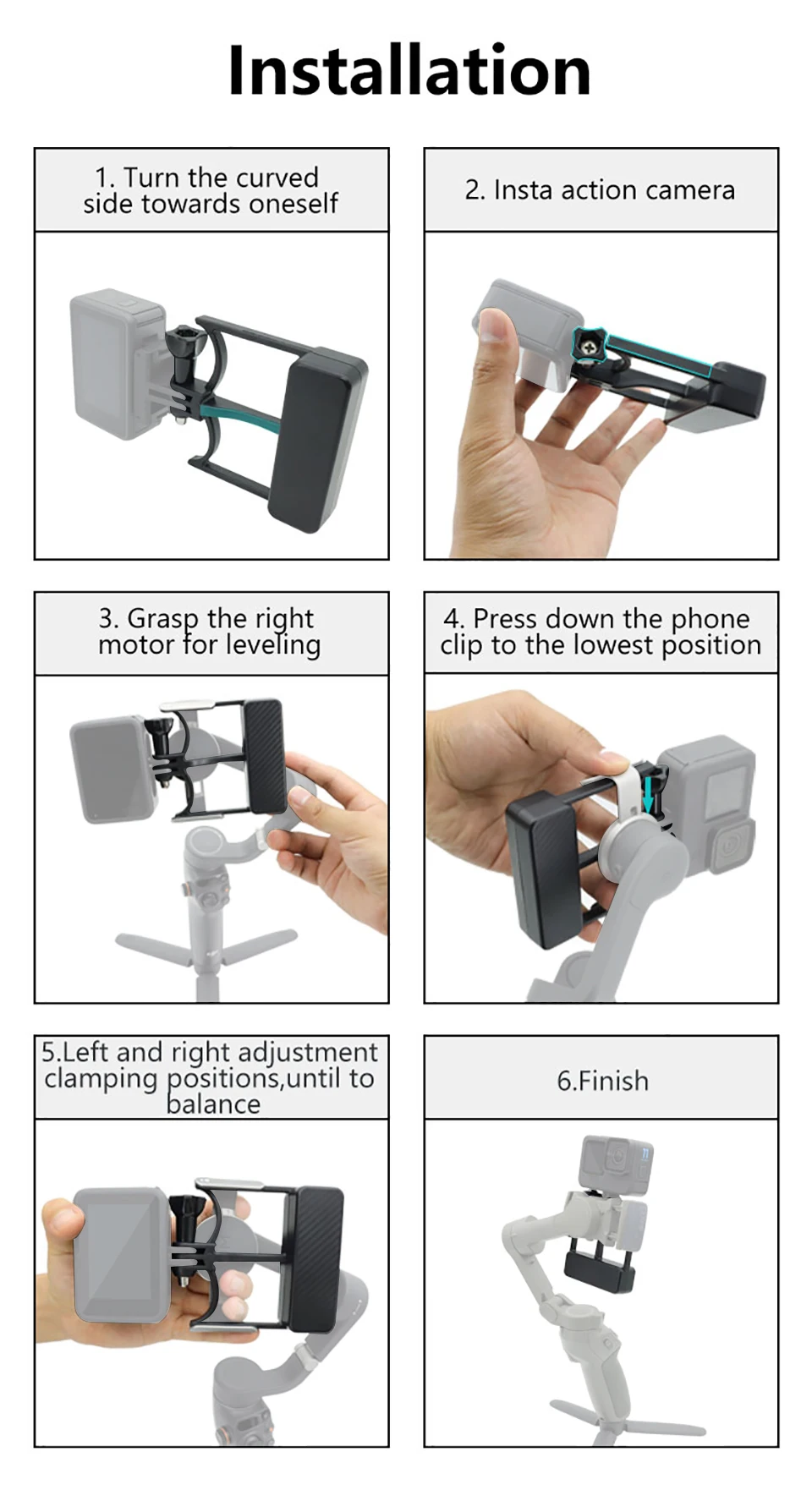 Sport kamera Adapter Handheld Gimbal Schalter Montage platte für Dji Osmo Mobile 6 om 5 4 3 für Gopro 13 12 11 Aktion 2 3 4 Übertragung – Detail 7