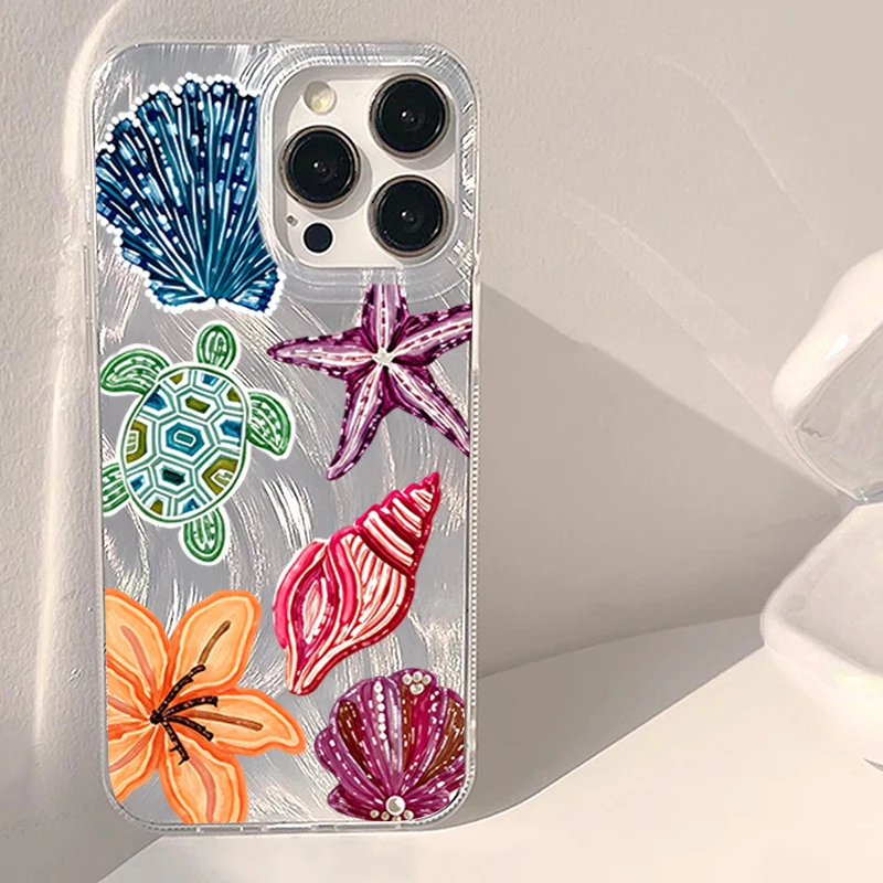 Silk texture Teal ocean Animal Summer Phone Case For Xiaomi Redmi Note 14 Pro 13 12 11 10 Pro 5G 13 14C Plus Hard IMD PC Cover view 3