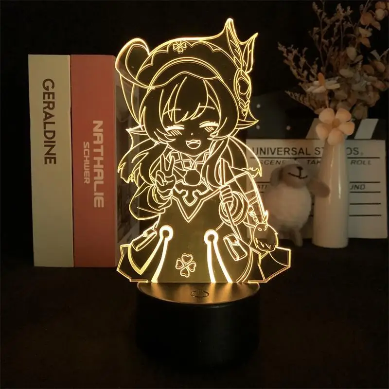 Klee Modelo 3D Night Light, Anime Japonês Nightlight, Projetor de 7 cores, Candeeiro de mesa LED, Decoração do quarto, Presente das crianças