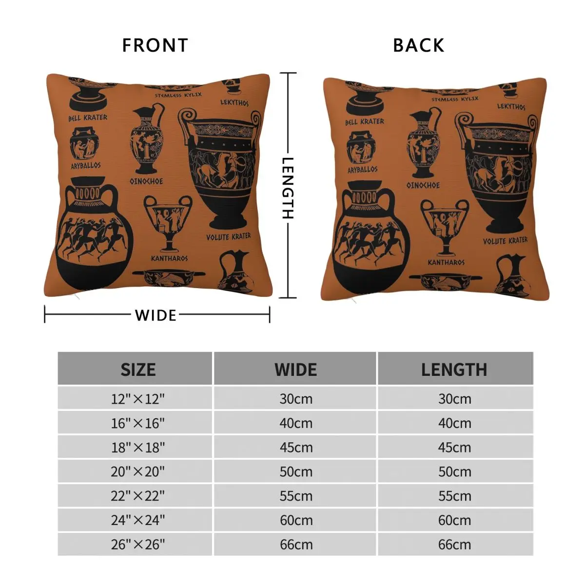 Ancient Greek Pottery Pillowcase Polyester Linen Velvet Creative Zip Decor Pillow Case Car Cushion Cover 45x45