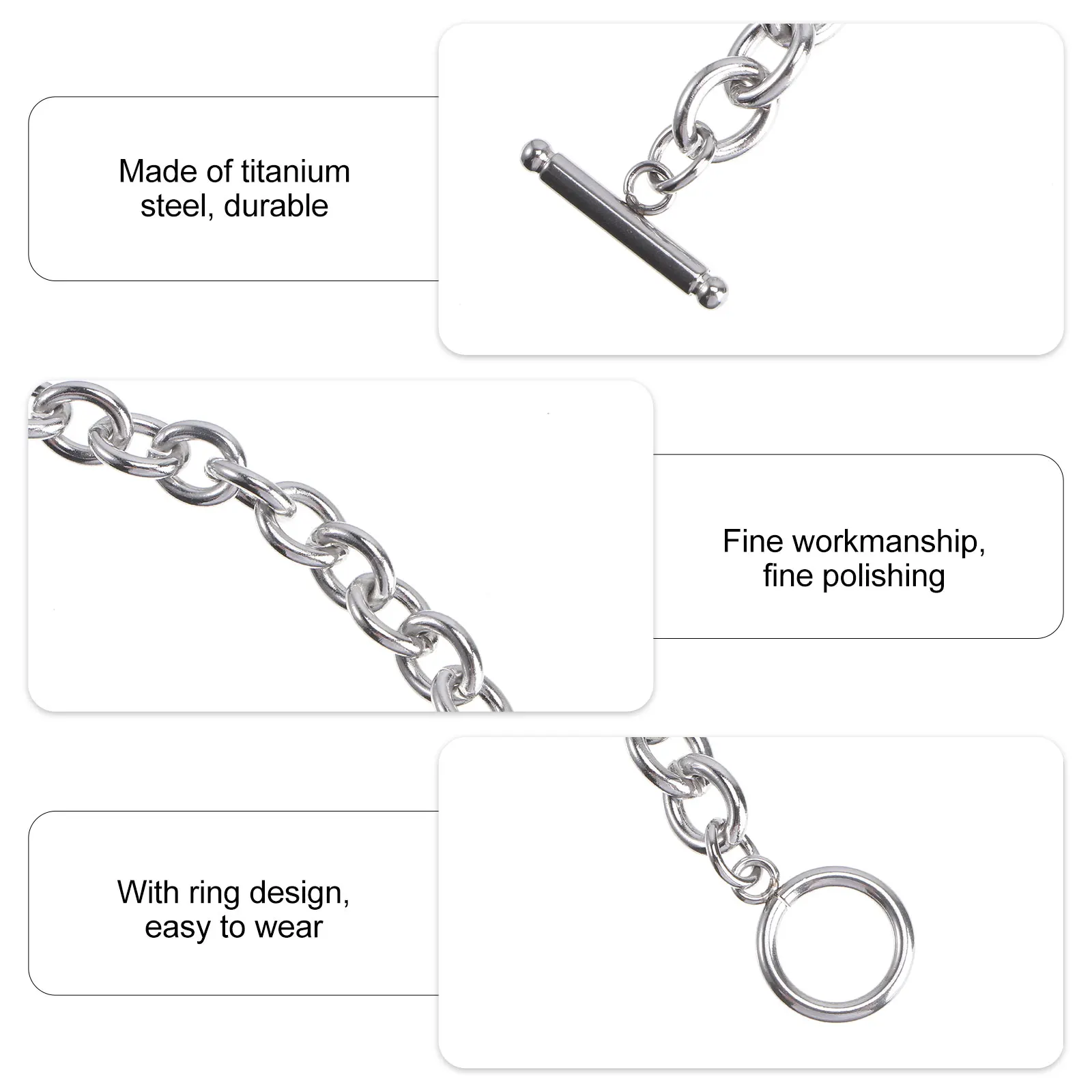 

5pcs Titanium Steel Bracelet Ot Buckle Chain Accessories For Women Girls 8Mm 19Cm Party Travel Daily Wear Durable Decorative