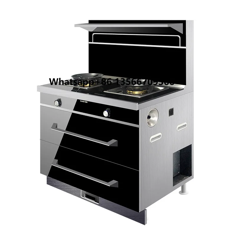 

Household Steaming and Roasting Integrated Hood and Stove Set Natural Gas Liquefied Gas Down-row Integrated Stove